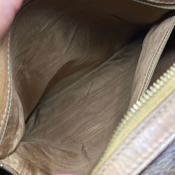 Celine Boston 30 Bag Brown Tan Signature Lattice Logo Print Top Handle Duffle - Picture 12 of 16